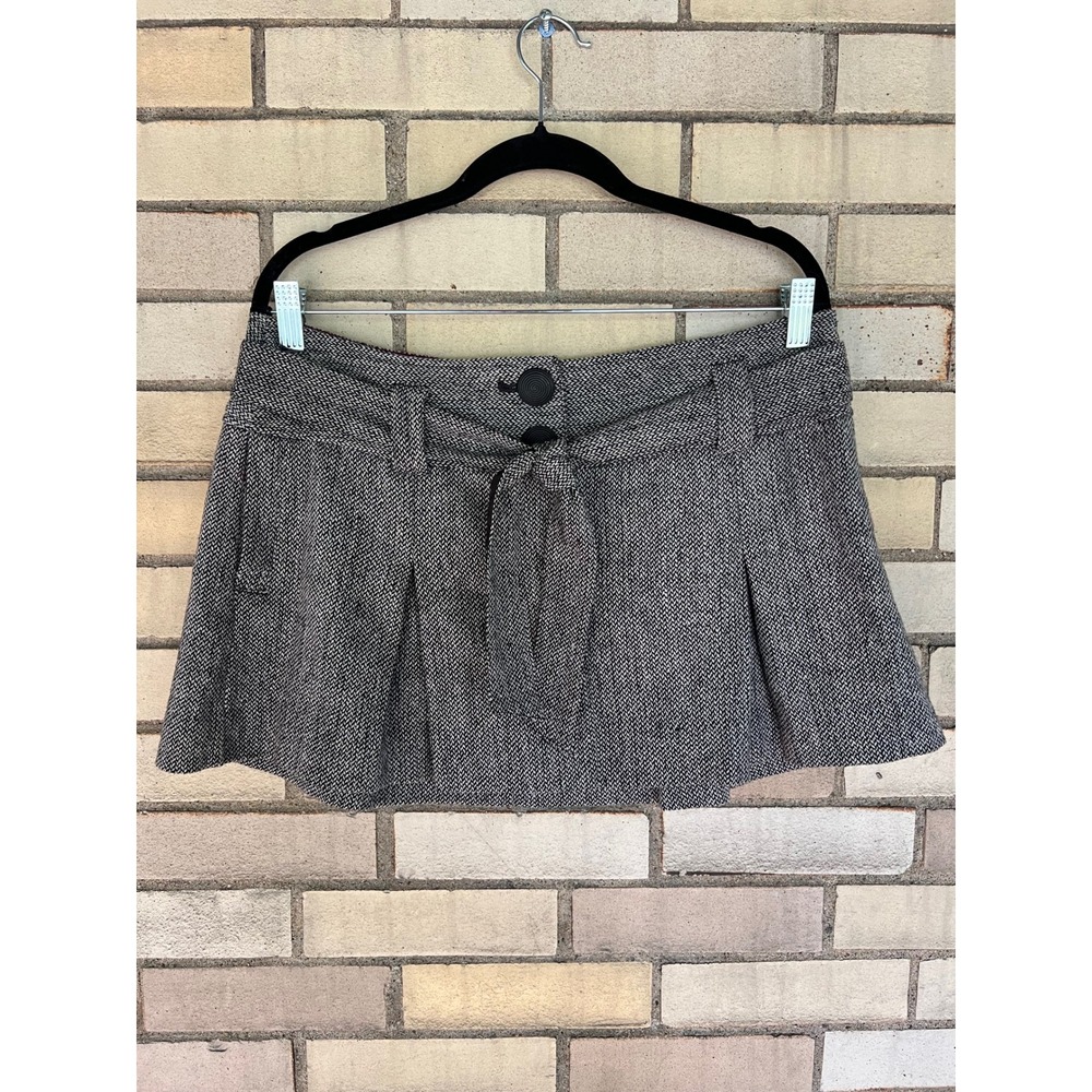 Vtg American Eagle Y2K Herringbone Pleated Micro Mini Skirt Wool Size 8 NWT - Picture 1 of 8